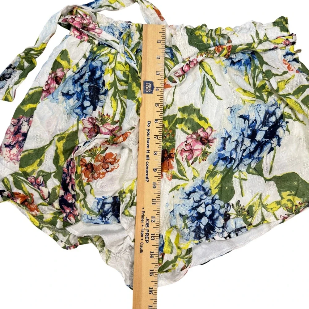 Wanderlux Yellowstone Floral High Waist Paperbag Short Tropical Resortwear NWT L